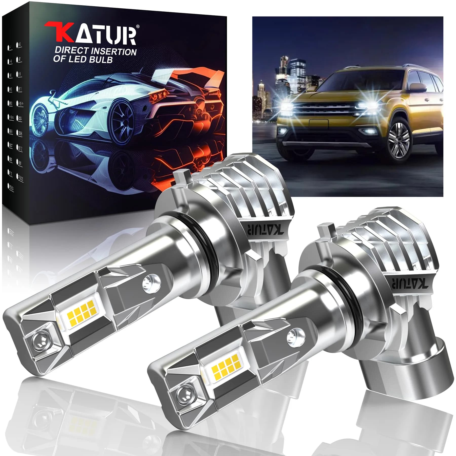 Katur 2 pz 9006 Led Lampadina per fari auto Super Led 6000 K Bianco HB4 Sostituzione Plug and Play Nessun adattatore richiesto per Jeep Grand