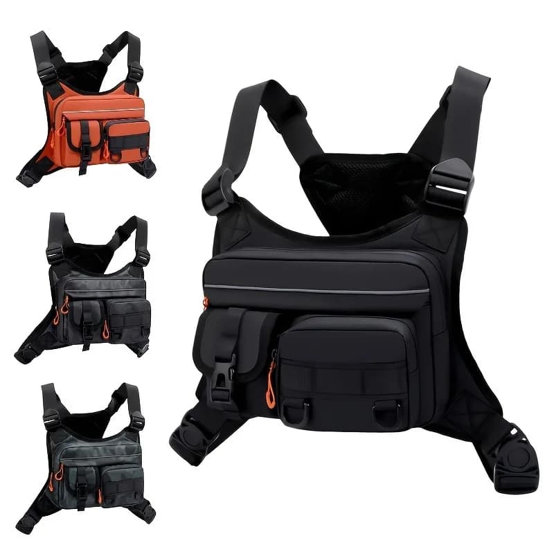 Borsa da petto da uomo e borsa da moto, borsa tattica resistente, gilet da corsa e da escursionismo, zaino tattico multitasche