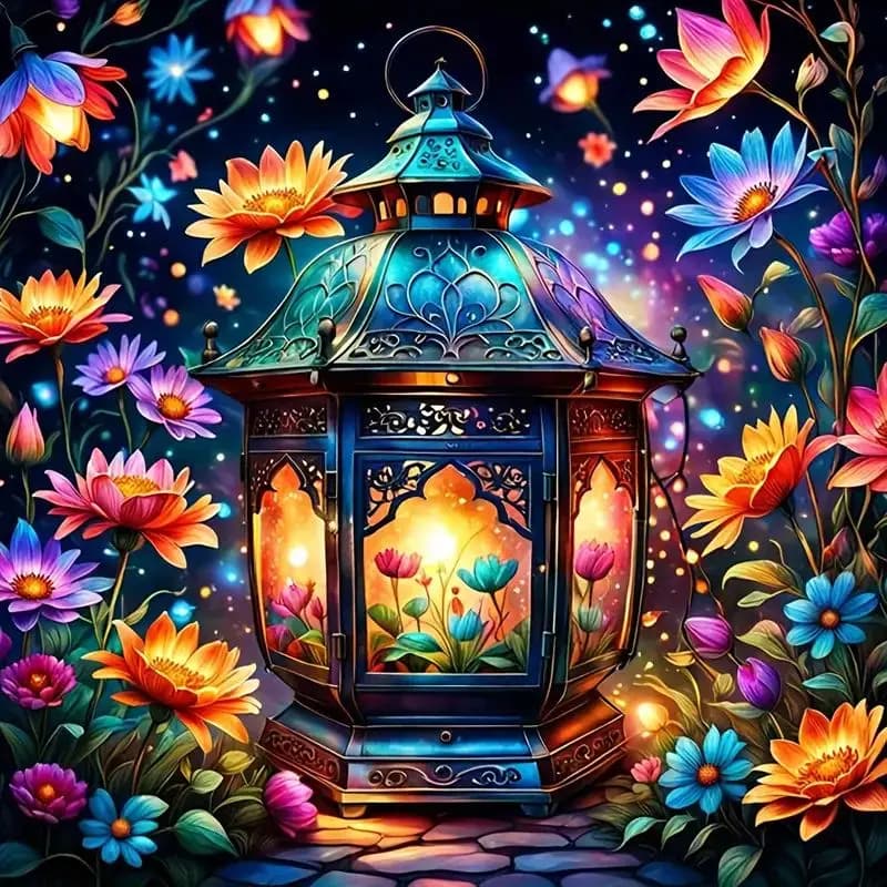 GATYZTORY Fai da te 5d pittura piena di diamanti trapano ricamo fiore lanterna design mosaico punto croce arte fatta a mano decorazioni per la casa
