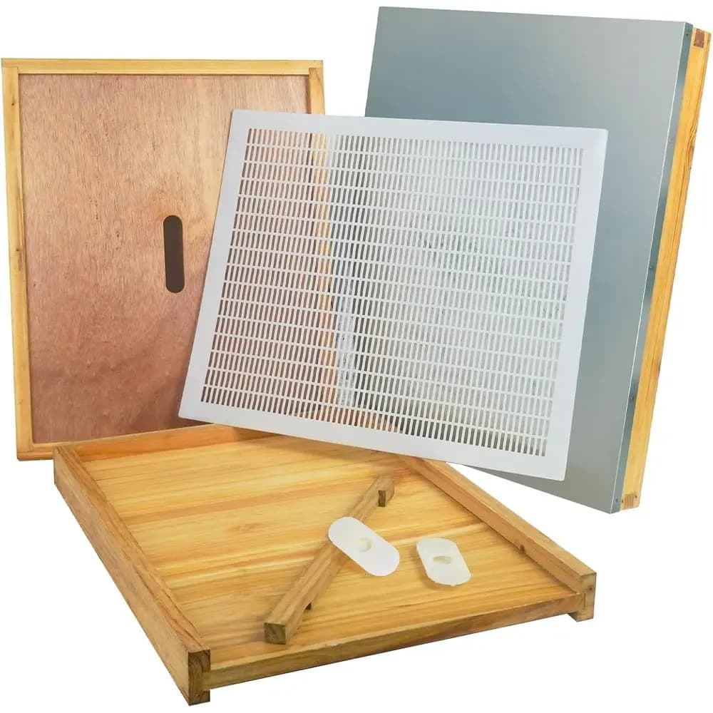 Set di 10 Pezzi per Arnia, Attrezzatura 100% in Cera d'Api o in Plastica (Coperchio Superiore Telescopico, Coperchio Interno, ESE, Escludiregina in Plastica)