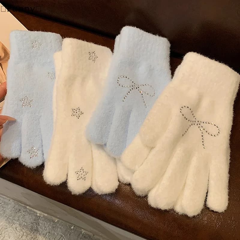 Simpatici guanti di peluche per le donne Guanti da ciclismo all'aperto caldi e resistenti al freddo invernali, regalo perfetto per lei