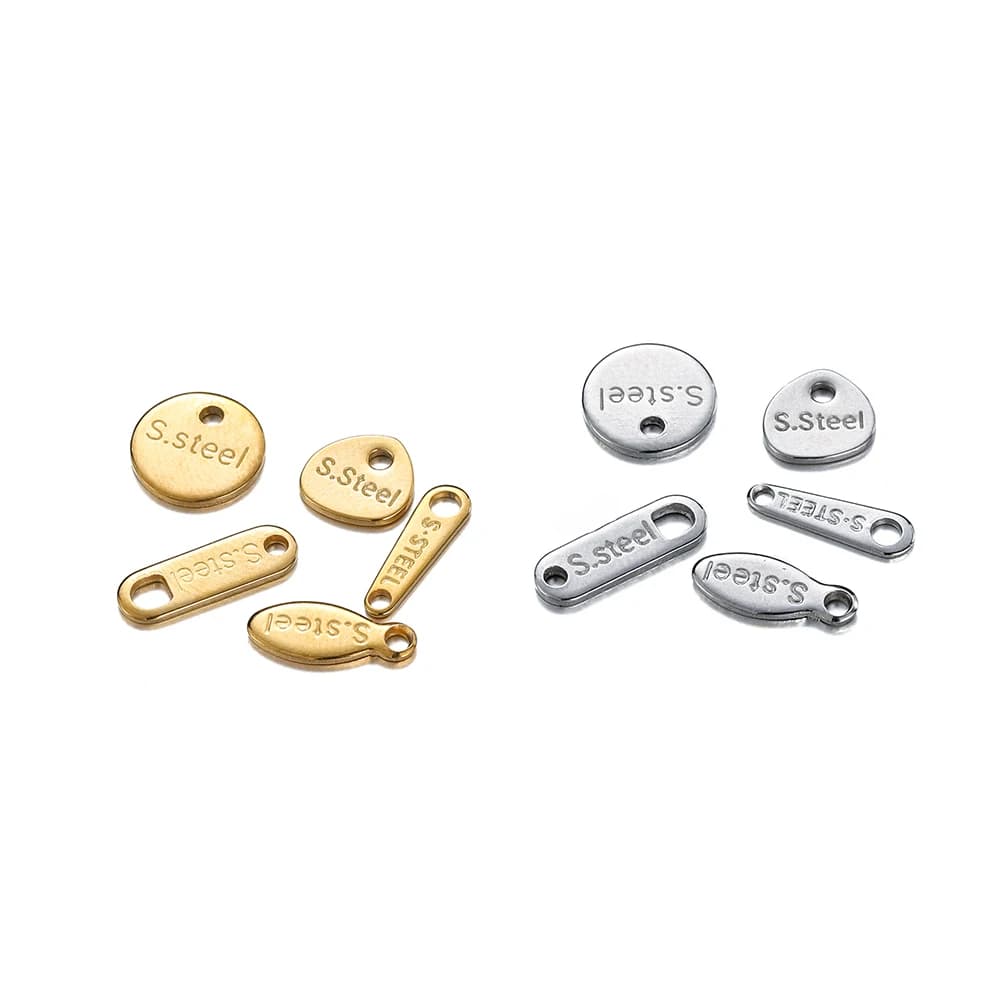 20/50 pezzi in acciaio inossidabile color oro rotondo ovale ciondolo lettere etichetta con ciondolo per braccialetto fai da te creazione di gioielli accessori