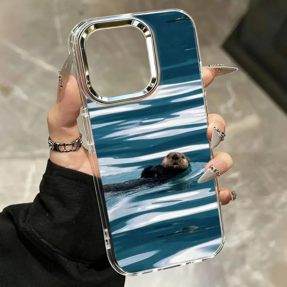 HD New Ocean Life Shark Sea Otter Phone Case For iPhone 17 Air 16 15 14 Plus 13 12 11 Pro Max 16e Shockproof HD Clear Back Cover
