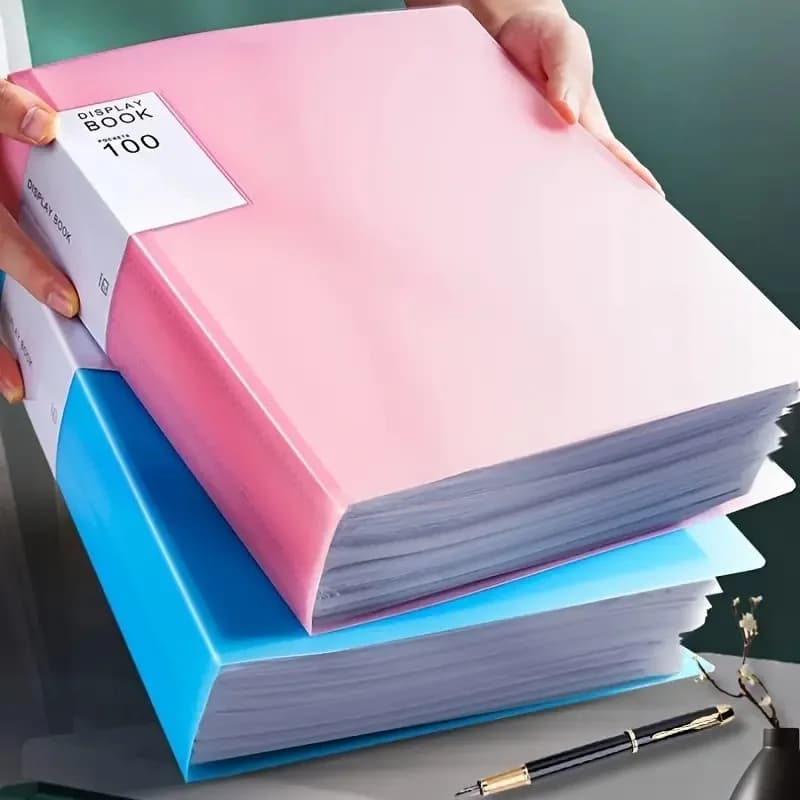 Cartella di file in plastica trasparente A4 da 1 pezzo, custodia per documenti di studio per ufficio con borsa dati multi-paglia Durevole archivio con inserto a strati