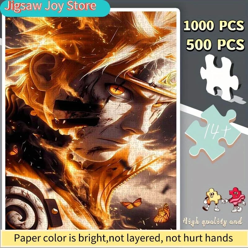 Puzzle, puzzle di carta, puzzle fai da te con design anime Naruto con fiamme che si combustono - Perfetto per il tempo libero a casa, riunioni di amici