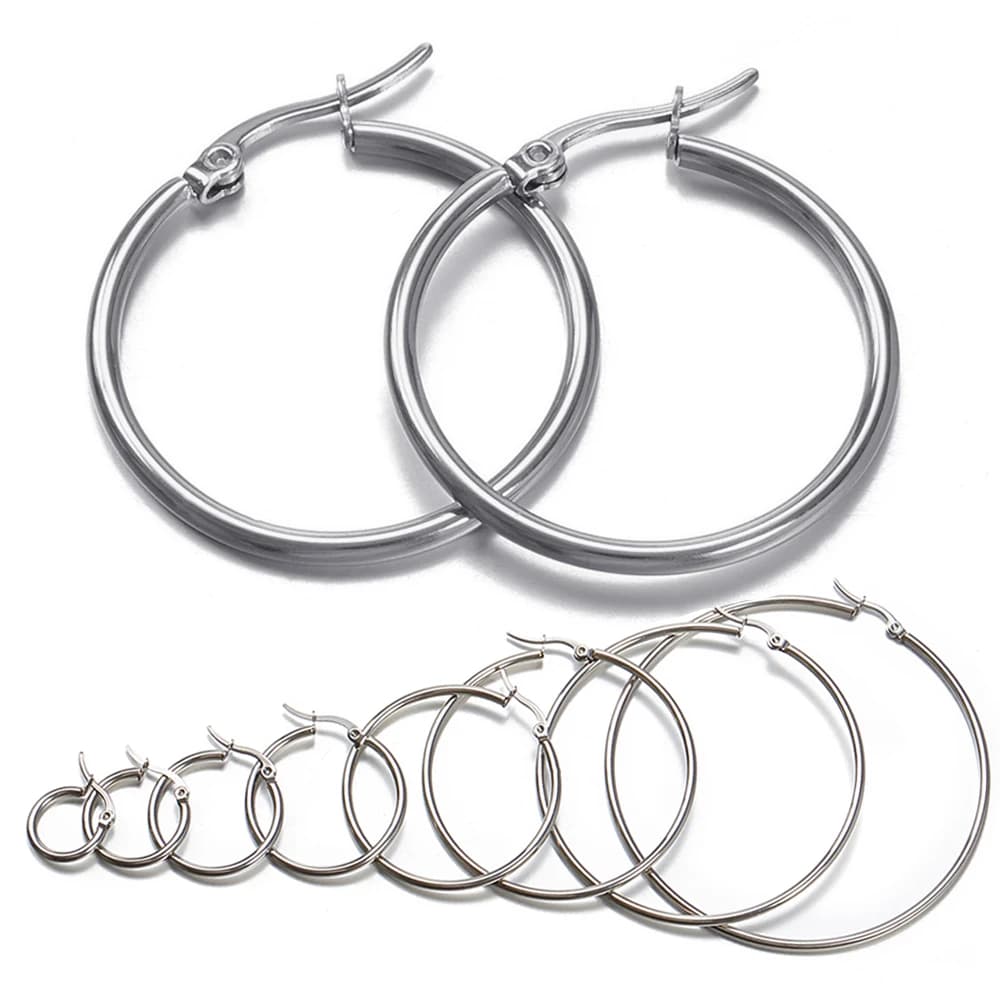 10 pezzi orecchini aperti cerchio ganci per orecchini in acciaio inossidabile anello per orecchio con base ad anello da 20-40 mm