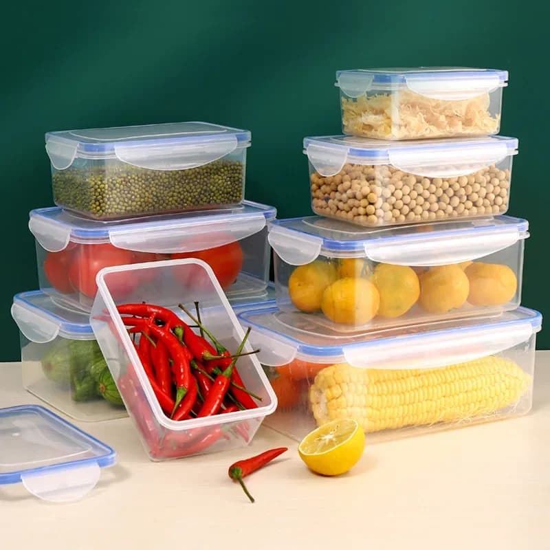 Sealed rectangular refrigerator storage box with lid Plastic crisper microwave-heated lunch box with lid food storage containers bento