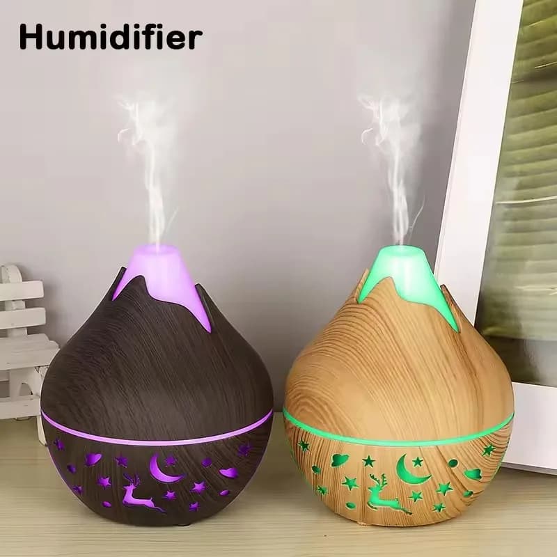 Diffusore di Aromi USB a Ultrasuoni con Nebulizzatore a Freddo, Umidificatore d'Aria Elettrico Mini da 200ml con Effetto Legno per Casa