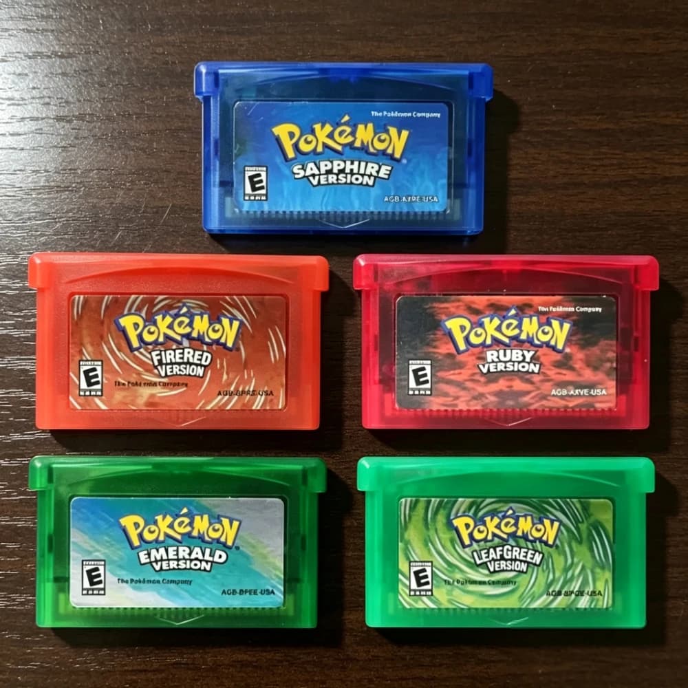Cartuccia di Gioco Pokémon GBA a 32 Bit, Versione USA, Bundle Ruby Sapphire Emerald FireRed LeafGreen per Gameboy Advance