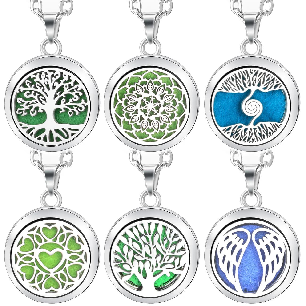 Albero della vita in acciaio inossidabile aromaterapia profumo medaglione moda diffusore di olio essenziale collana per regalo di gioielli con ciondolo da donna