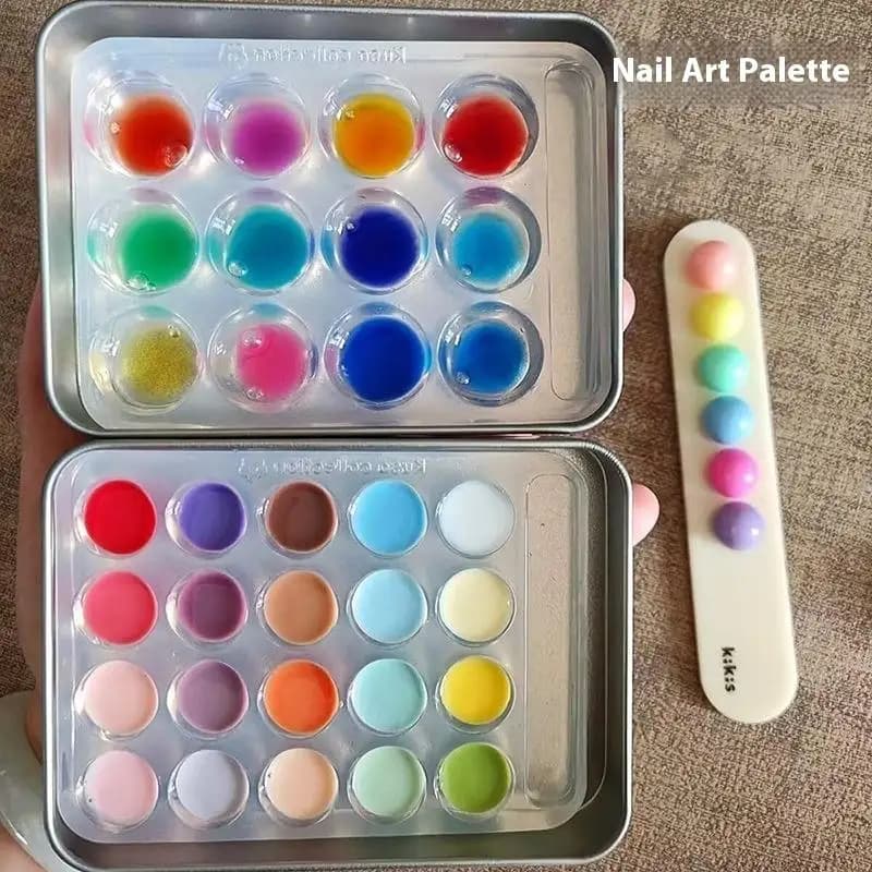 ● Tavolozza per Nail Art ad Alta Trasparenza per Colori Unghie o Smalto Gel, Piatto per Miscelazione e Disegno, Espositore per Manicure