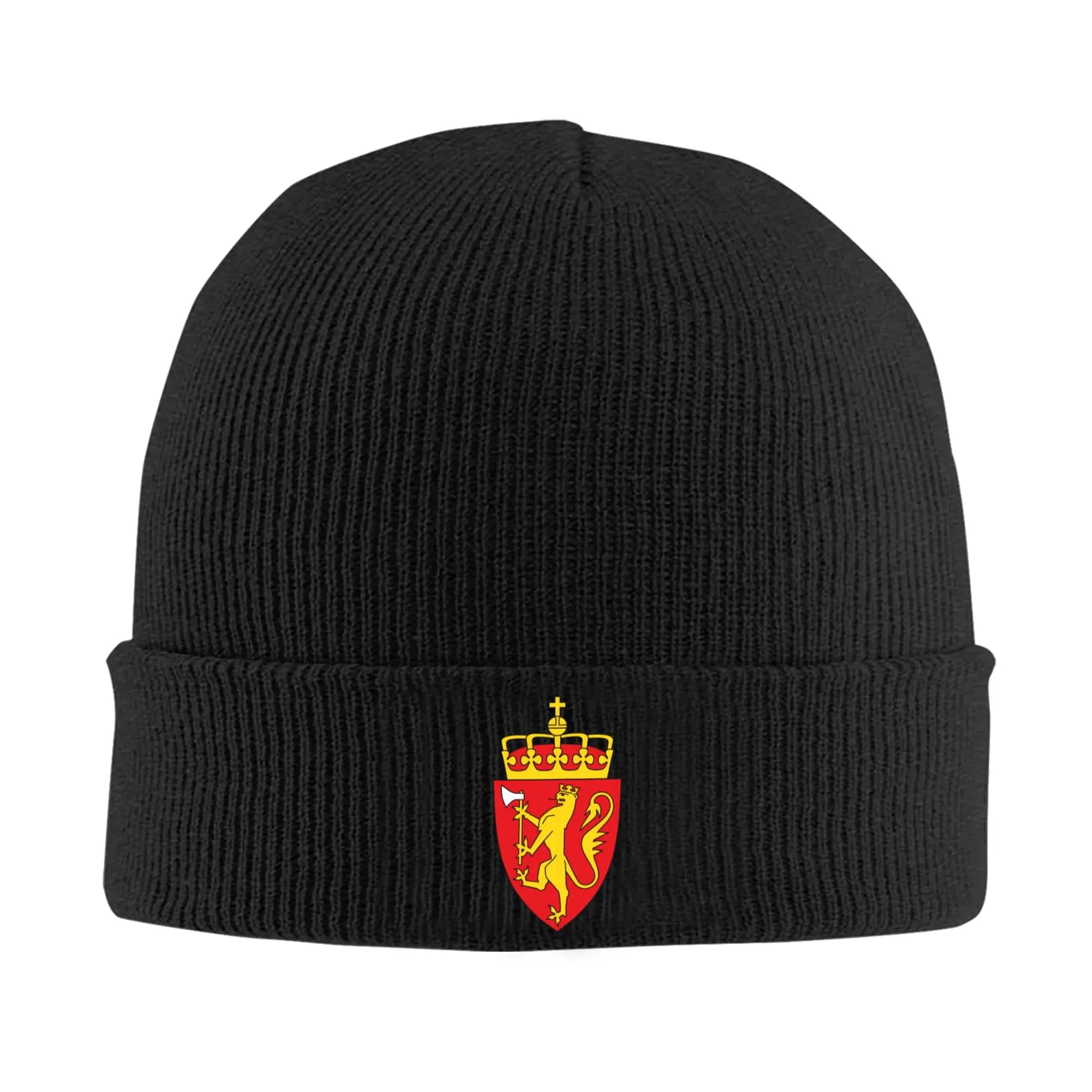 Hat with Norway coat of arms, knitted cap, hot, winter, unisex, for men and women, with Norwegian flag