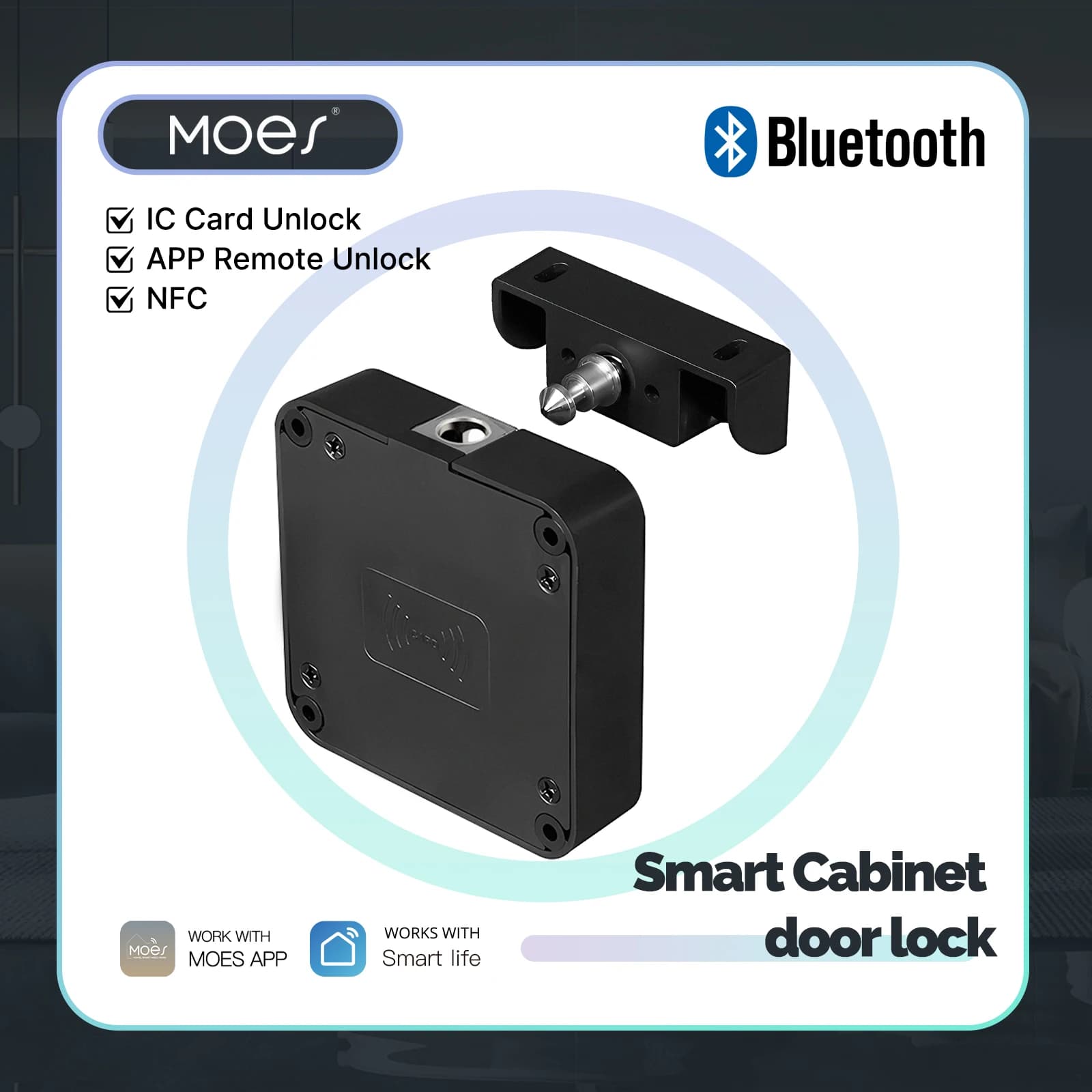 MOES Tuya Bluetooth Smart Wood Cabinet Lock App Monitoraggio del telecomando Scheda IC senza chiave Sblocca porta Armadietto per mobili Cassetto