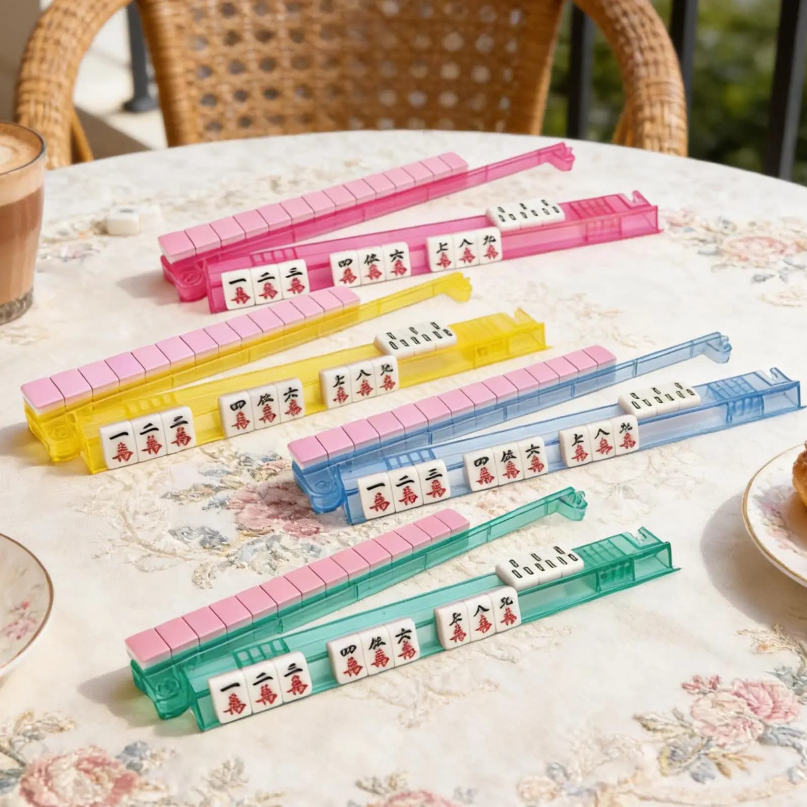 Supporti per Mahjong in acrilico antiscivolo, set da 4 pezzi, porta tessere da Mahjong da tavolo per adulti, principianti, per serate di gioco, casa e viaggi