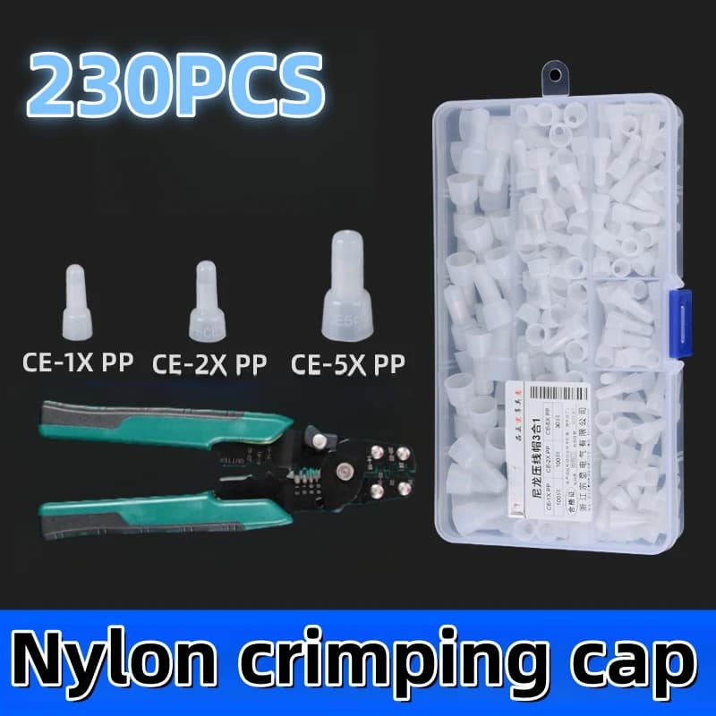 230 pz tappo a crimpare in Nylon in scatola terminale chiuso connettore a filo terminale a connessione rapida CE-1 CE2 CE5 tappo terminale a proiettile di sicurezza