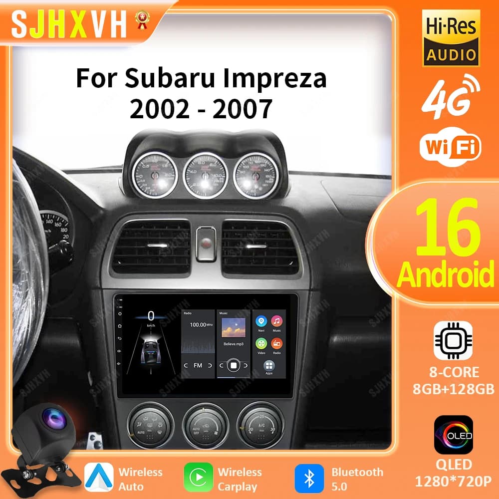 Android 16 For Subaru Impreza GD GG 2002-2007 Stereo Car Radio Multimedia Video Player GPS AI Voice CarPlay WIFI 4G Head Unit