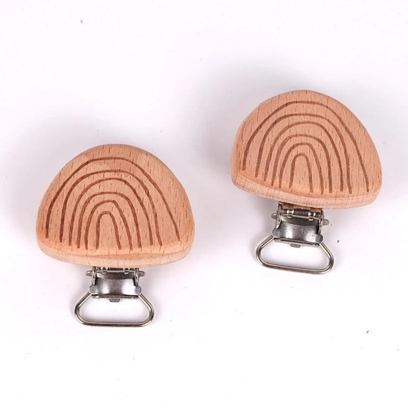 Baby teether naturale faggio in legno sicurezza in legno arcobaleno faggio faggio incisione teether clip 425f