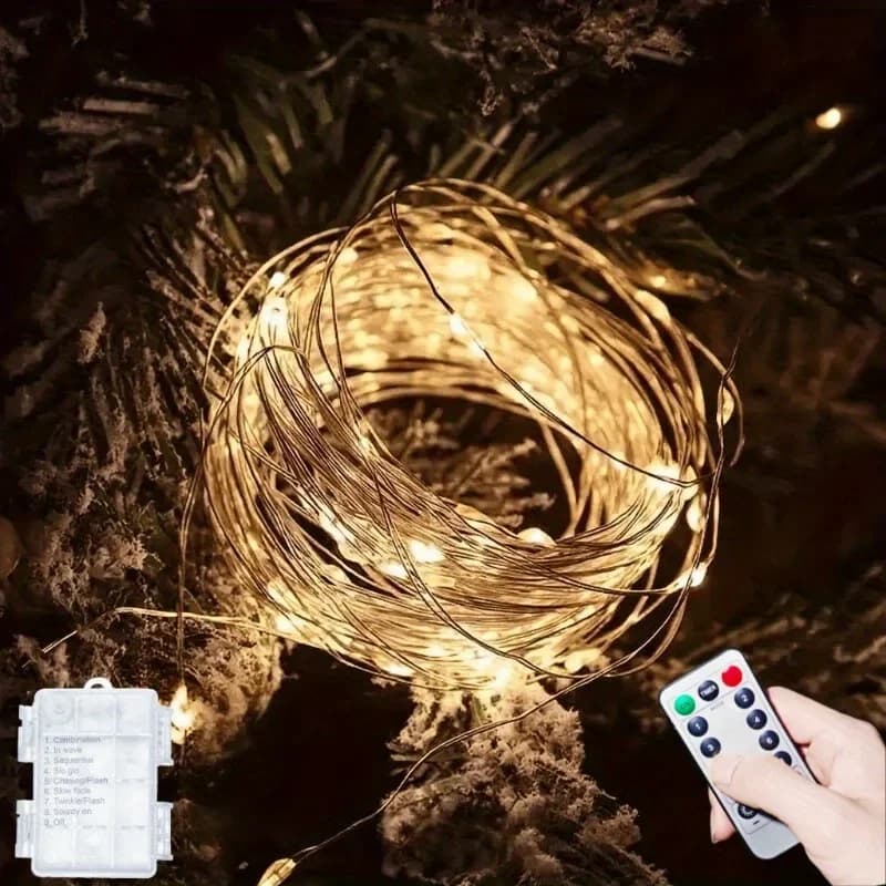 Lucine scintillanti a batteria da 50-300 LED, luci lucciole dimmerabili in filo di rame con timer telecomando