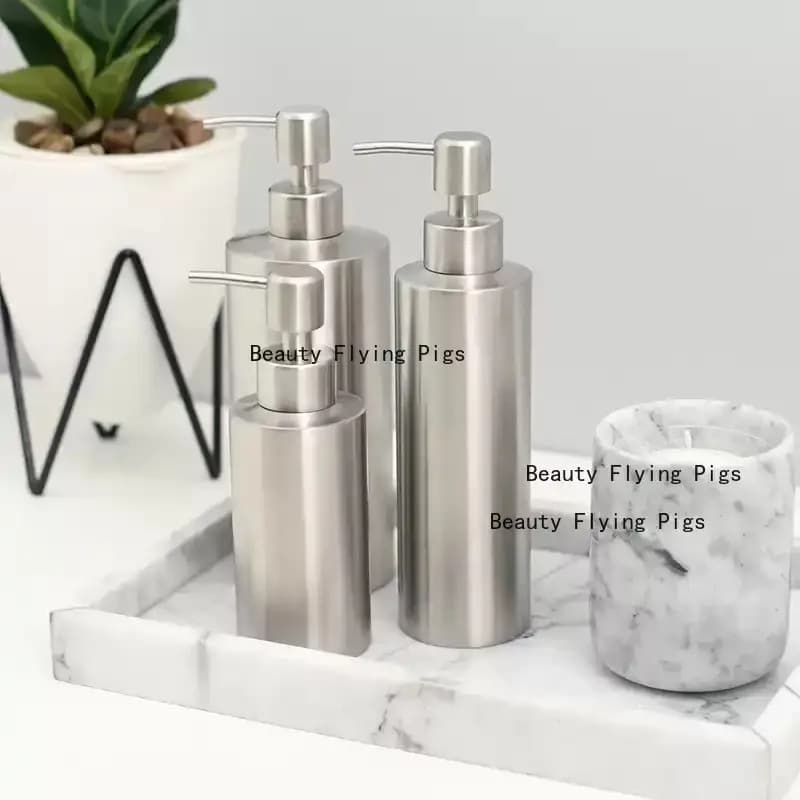 Dispenser per Sapone in Acciaio Inox, Bottiglia per Shampoo da Hotel, Gel Doccia e Igienizzante Mani, Accessori per il Bagno