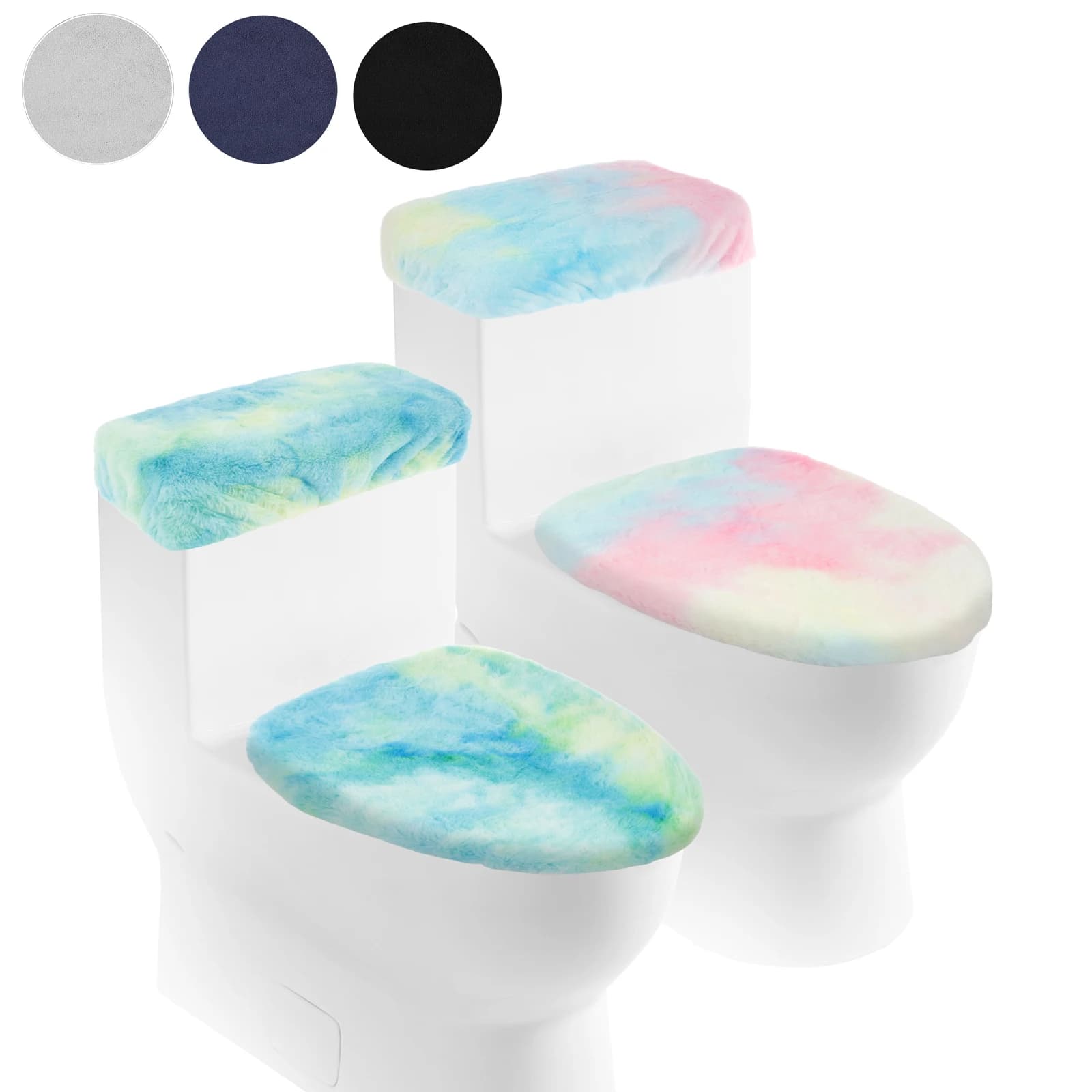 Universal extendable cover and water cover set for WC tank cover. Seat case for soft plush bath stool