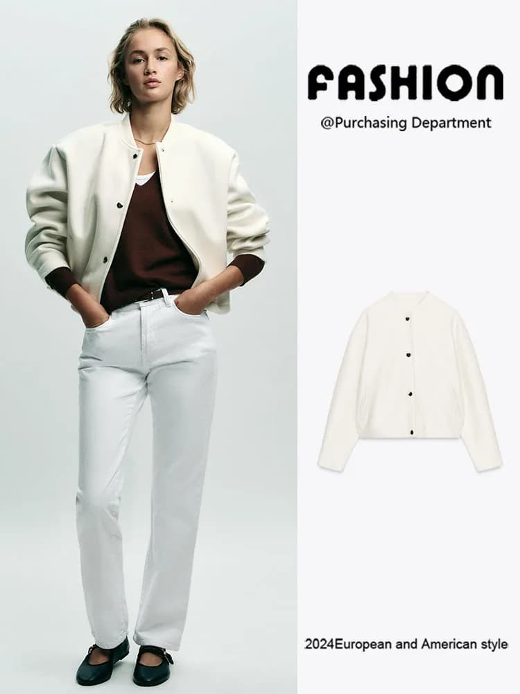 New Autumn Gold Button Soft Quality Pilot Jacket Women's Versatile Outerwear Elegant Ethnic Style Fashionable Outer Layer