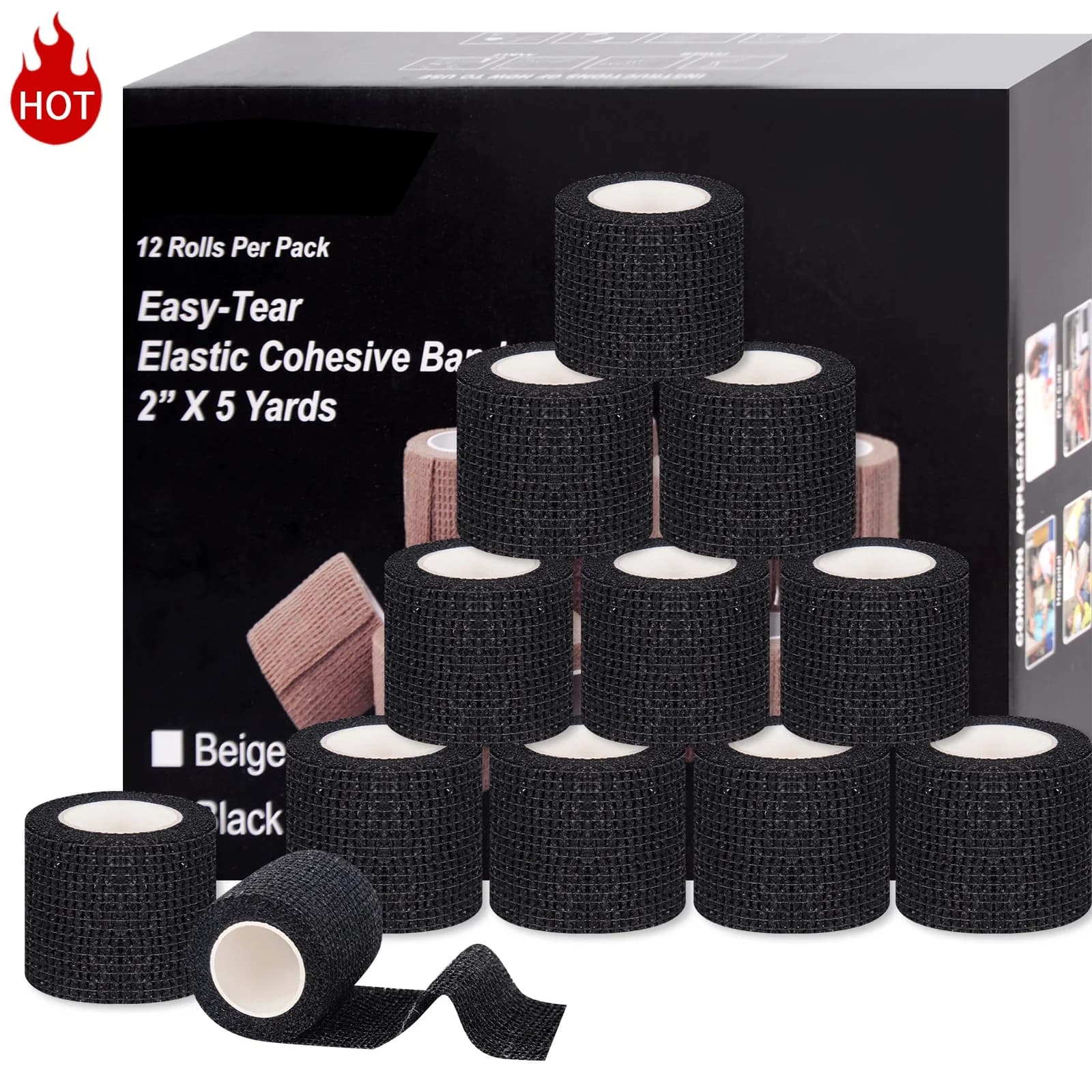 12/scatola Tattoo Maniglia Fasciatura Dito Palmo Caviglia Rotolo Benda Autoadesiva Benda Elastica Sport Nastro di Primo Soccorso Ginocchiera Sportiva
