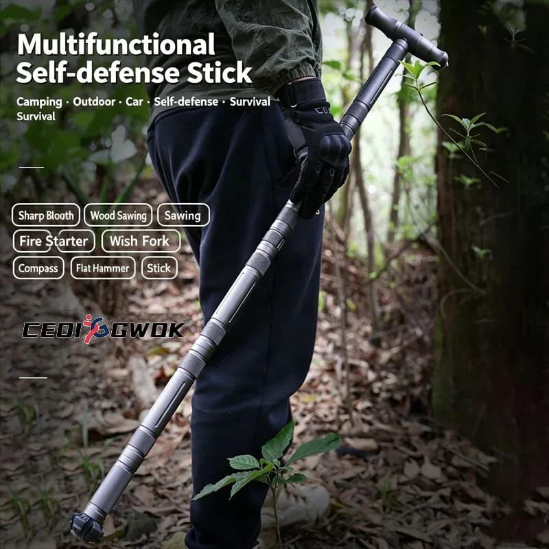 CEOI GWOK New Good Quality Multifunctional Walking Sticks Set Outdoor Camping Hiking Stick Collapsible Trekking Poles Black Grey