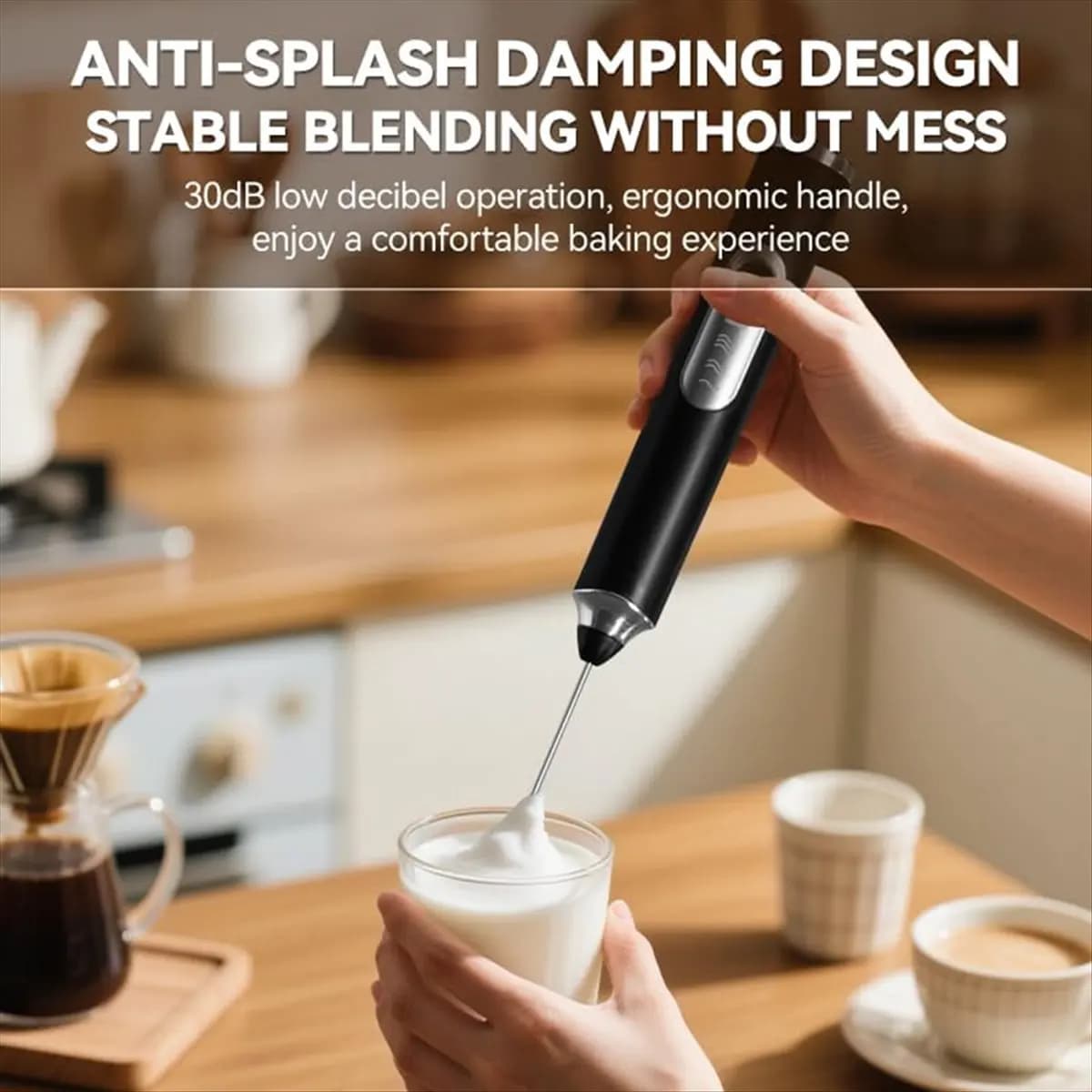 New Milk Frother Handheld, Coffee Whisk Drink Foam Mixer, Electric Hand Blender for Latte, Cappuccino, Hot Chocolate, Egg