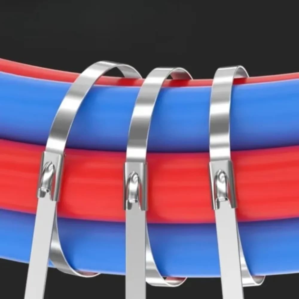100PCS Stainless Steel Cable Tie Straps Heavy Duty Self-Locking Zip Ties Corrosion Resistant Rustproof Fastening Strap