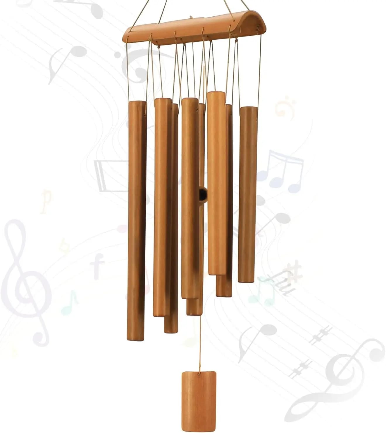 Bamboo Wind Chimes for Outdoors, Natural Sounds, Patio Garden Decor