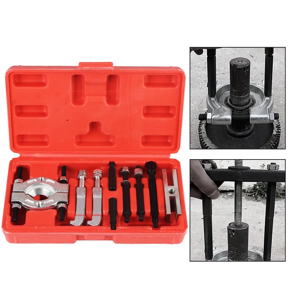 Set Separatore e Estrattore Cuscinetti con Valigetta Rossa, Kit Professionale per Riparazione Auto, Set di Attrezzi per Rimozione Cuscinetti 9 Pezzi