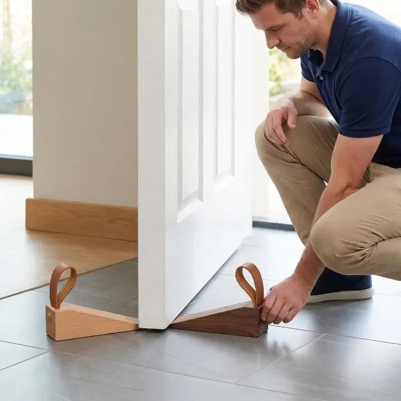 Fermaporta in legno antiscivolo a forma di cuneo per porte pesanti, ufficio, corridoio, cameretta dei bambini