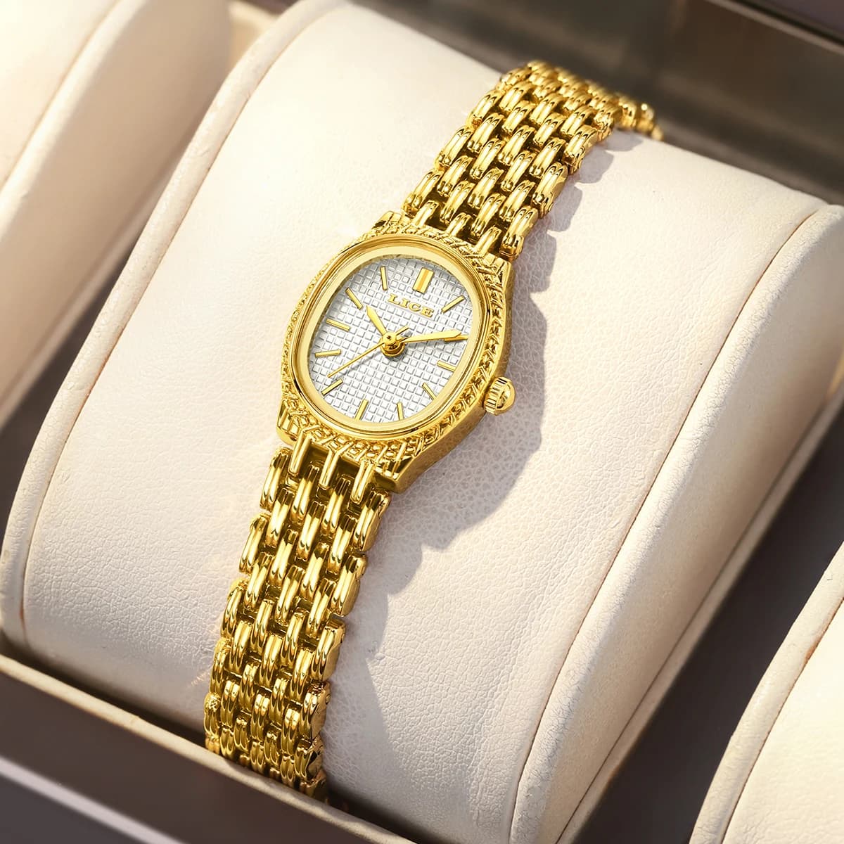 LIGE Women's watches Luxury wrist watches of the best brands Women's watch with fashionable golden stainless steel strap