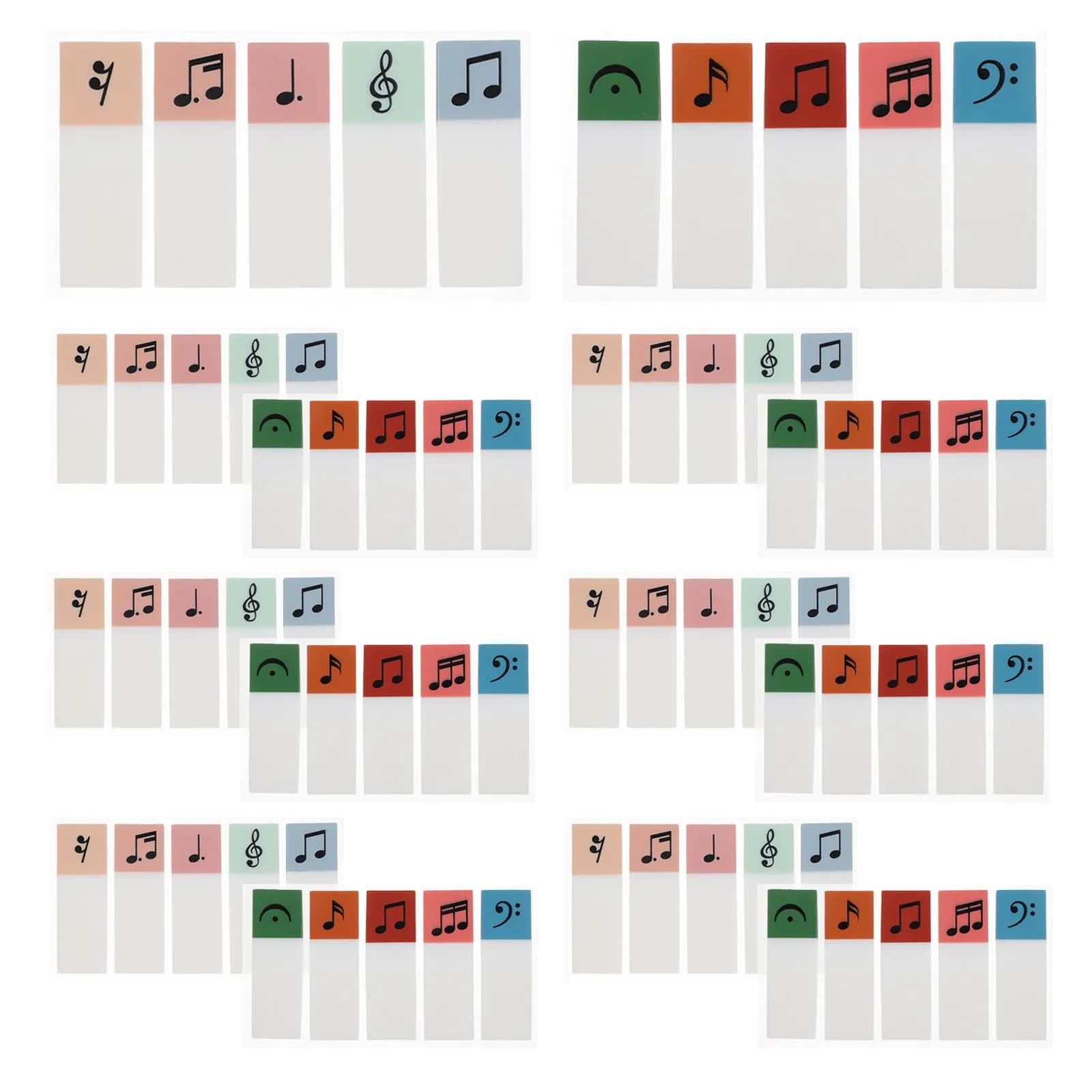 20 set di etichette adesive trasparenti con note musicali, segnapagina scrivibili, etichette colorate per libri, per agenda, scuola, forniture per ufficio