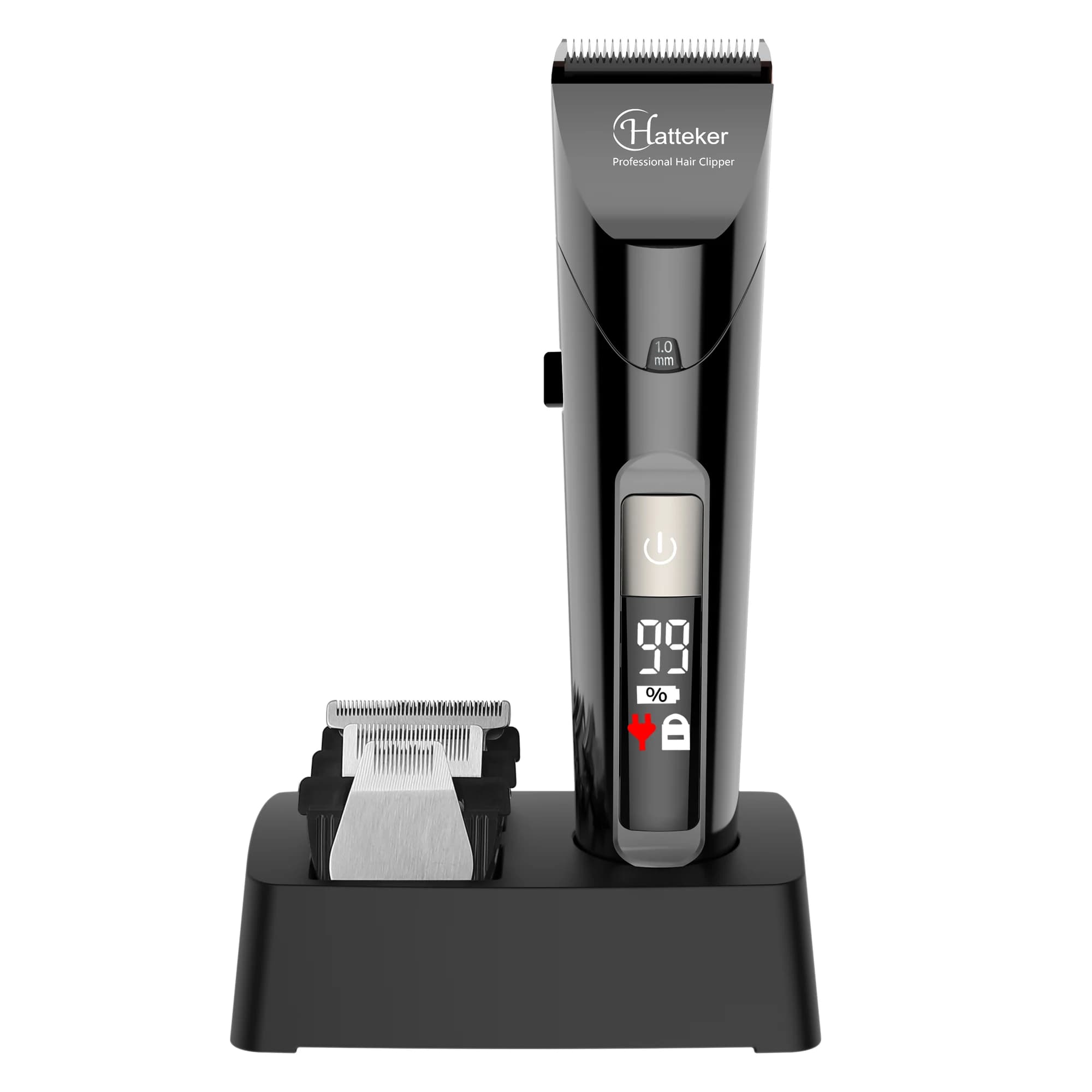 Hatteker 4-in-1 Hair Trimmer with LED Digital Display Waterproof Travel Lock Feature Includes Base Beard Clipper