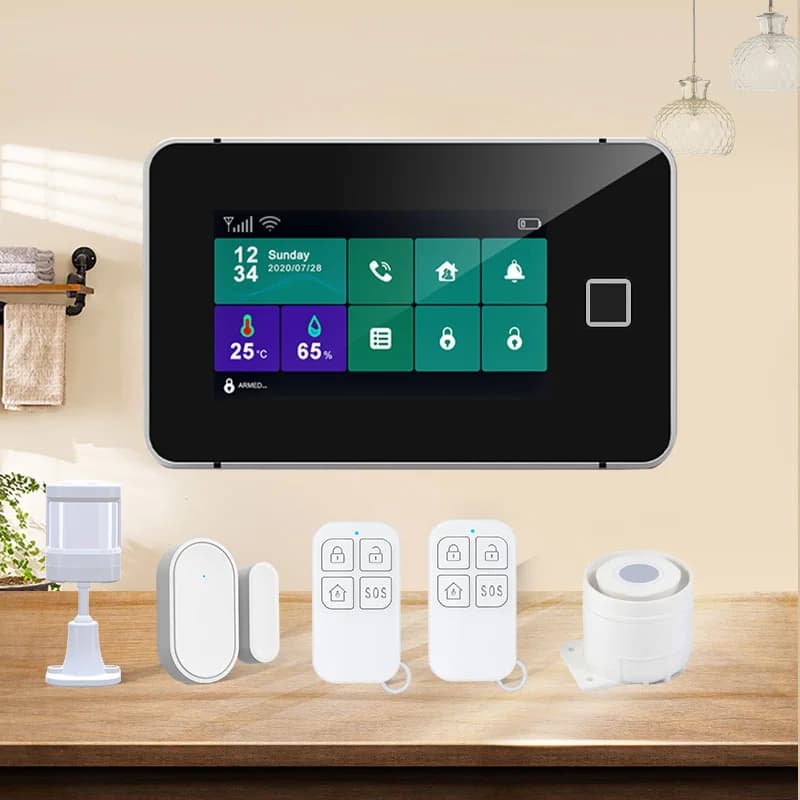 Tuya APP Schermo IPS da 4.3 pollici WIFI + GSM / 4G Sistema di allarme antifurto Tastiera touch Sensore di allarme di sicurezza domestica Rilevatore di movimento
