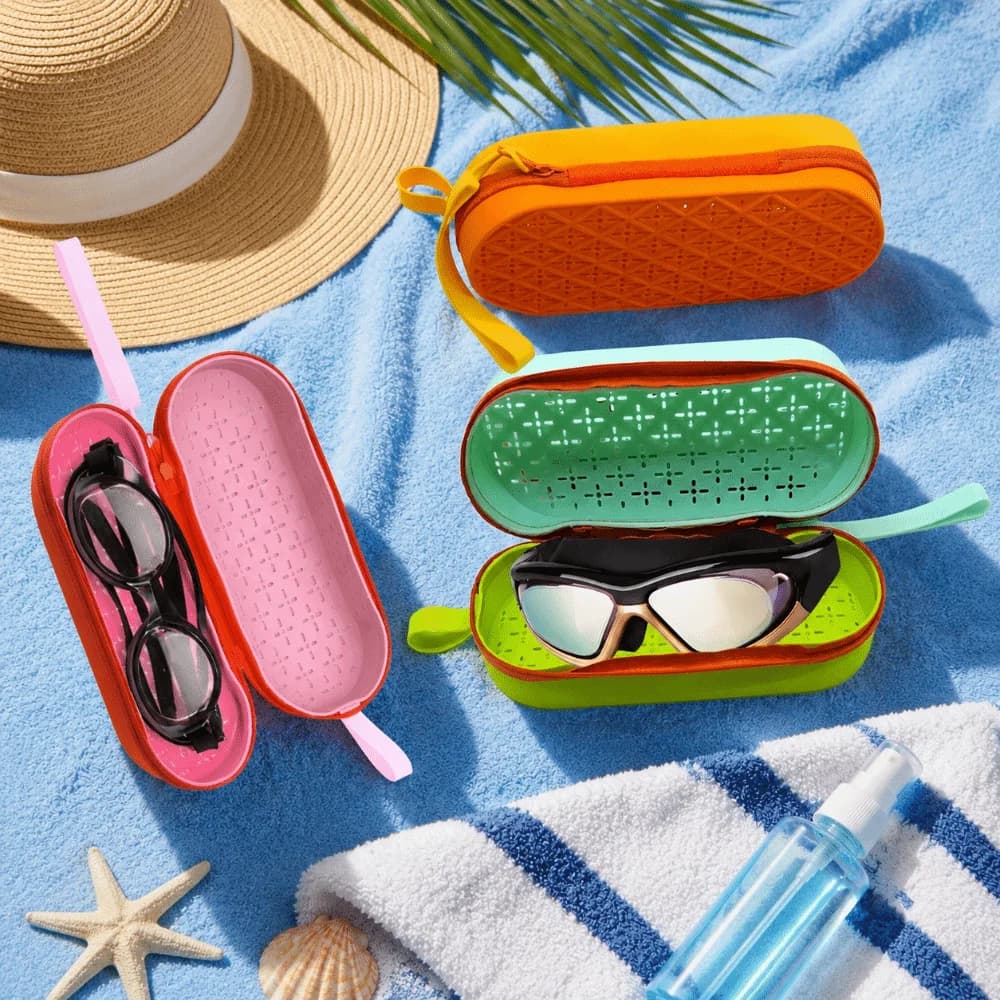 Durable Silicone Swimming Goggle Case Breathable with Strap Glasses Protective Case Soft Glasses Case for Students
