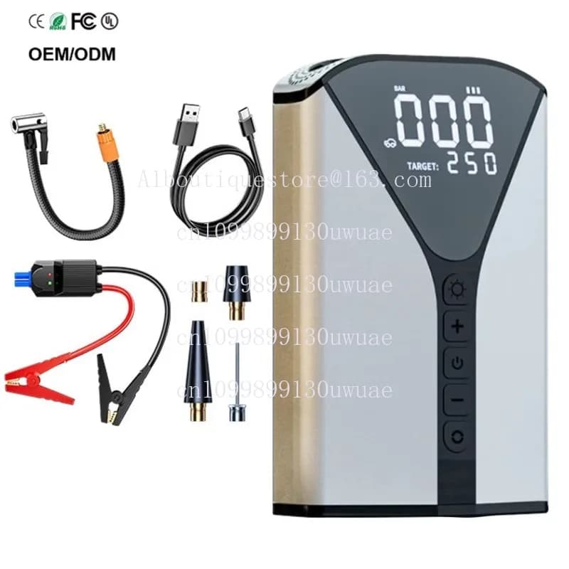 Compressore d'aria PCMOS booster di emergenza per avviamento auto per pompa d'aria per gonfiatore di pneumatici di avviamento