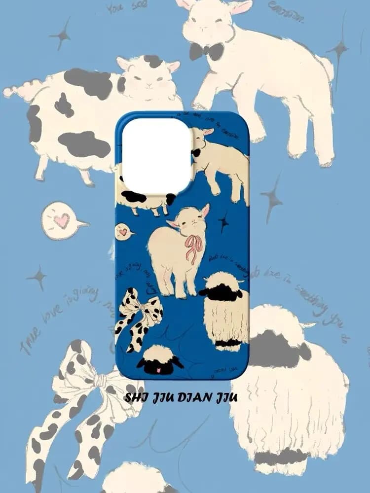 Cartoon Cute Little Lamb Phone Case for iPhone 16 15 14 13 12 11 Pro Max XS XR XSMax 6 7 8 Plus Glossy HD Hard PC Cover