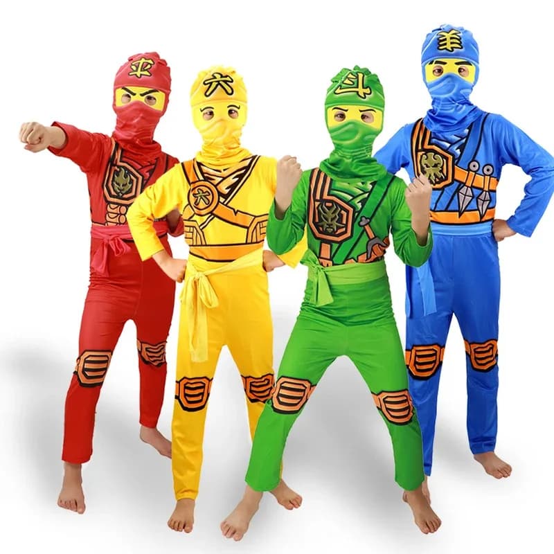 2025 New Halloween Ninja Zentai Halloween Costume for Kids Cosplay Anime Fantasia Ninja Superhero Jumpsuits Disguise Fancy Party