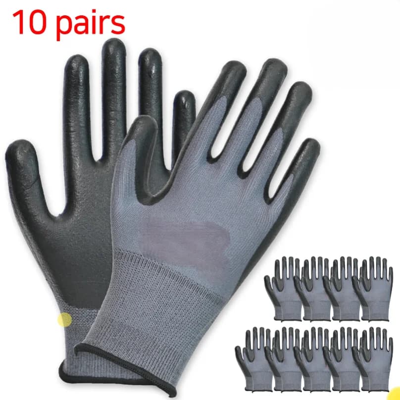 10 paia di guanti da lavoro con rivestimento in schiuma di nitrile, guanti da lavoro con tecnologia Smart Touch, guanti da corriere antiscivolo, comodi e aderenti