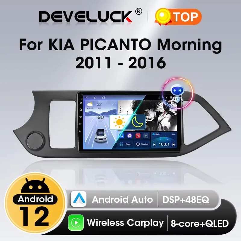 2 Din Android 12 autoradio Carplay per KIA PICANTO Morning 2 2011 2012 2013 2014 2015 2016 lettore multimediale navigazione DVD Head