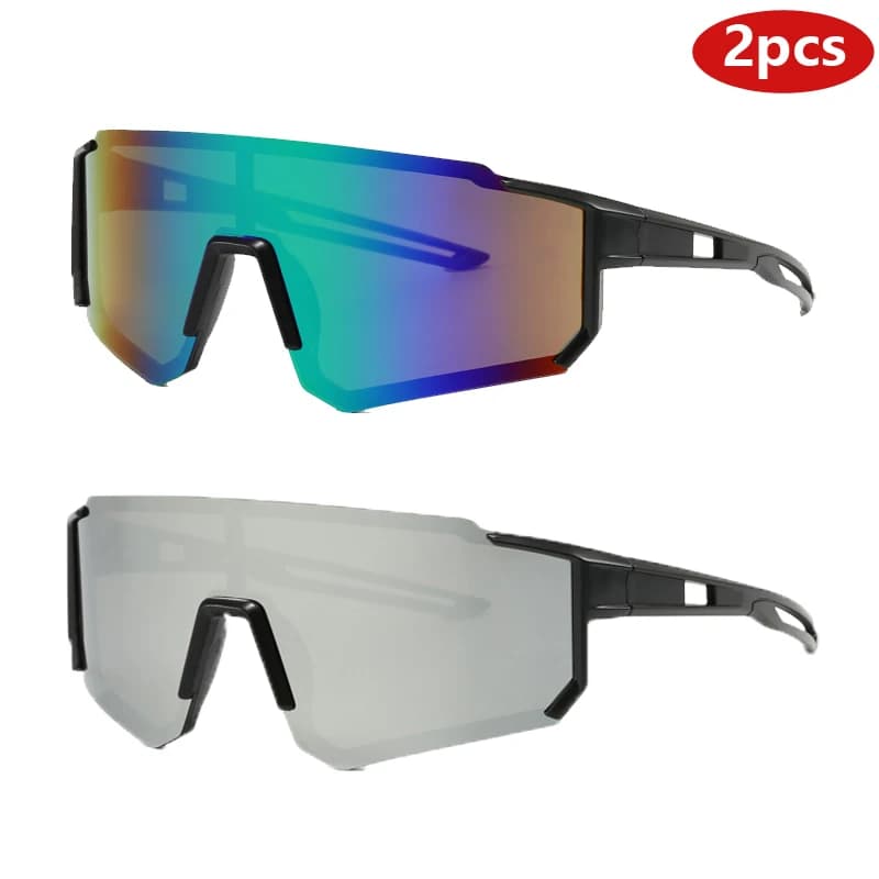 Occhiali da sole da moto 2 pezzi moda outdoor quadrati con montatura grande occhiali da sole con lenti multicolori femminili occhiali da sole stile semplice UV400