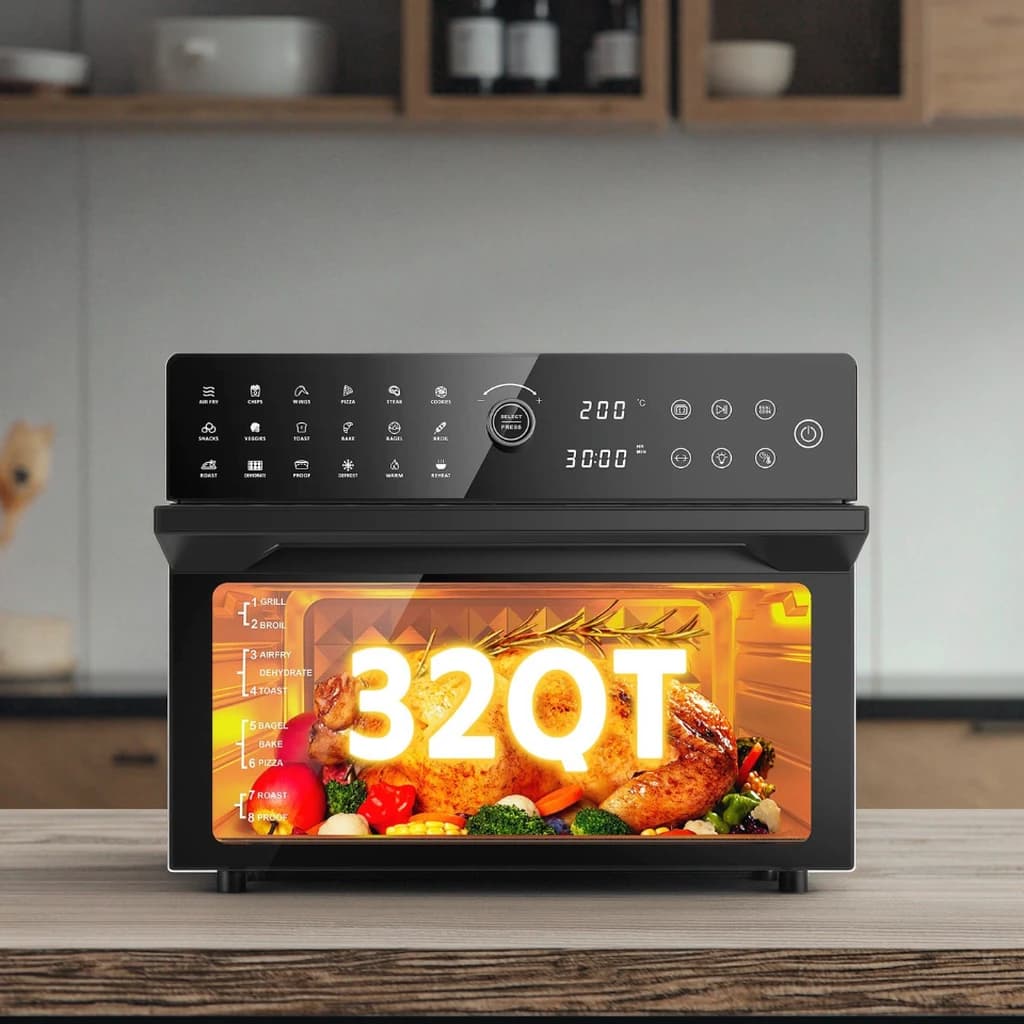 1800 W 30 liters air fryer electric oven for family use Touch screen and operated knob Includes 4 accessories without oil for home use
