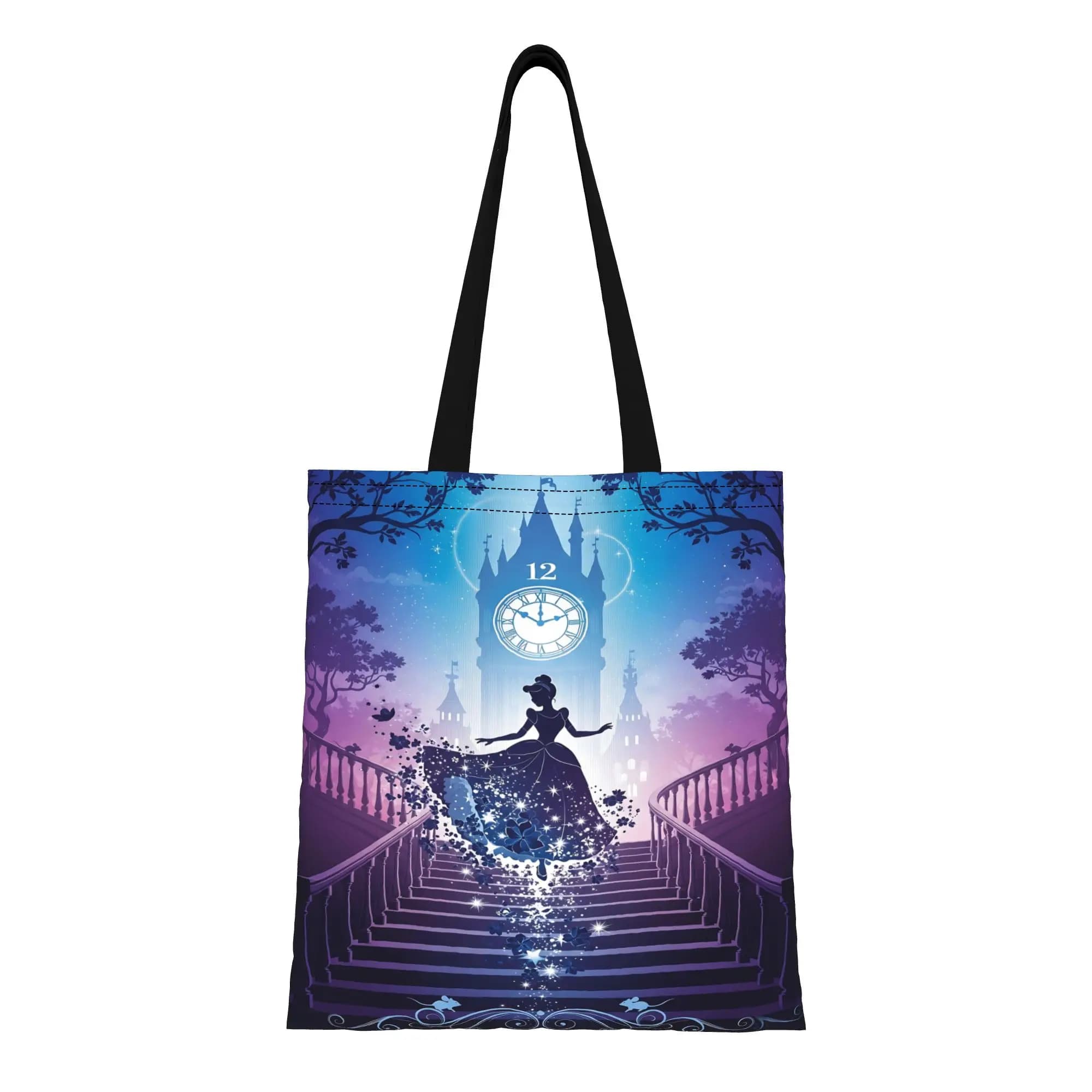 1PC Borsa tote in tela riutilizzabile a doppio lato con cartoni animati Disney per San Valentino, Borsa a tracolla Disney Princess