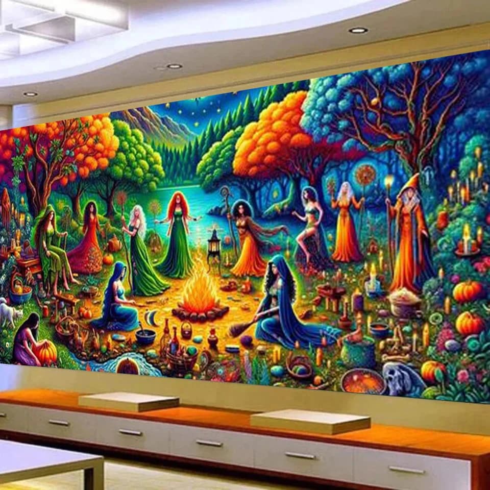 Psychedelic Witch Landscape 5D Large Diy Diamond Painting New Full Diamond Mosaic Embroidery Cross Stitch Kits Fantasy Home Art