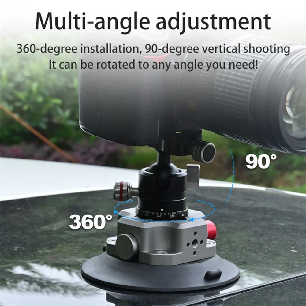 4.5 inch suction camera support Metal car support for aluminum alloy camera with screw hole 1/4 3/8 inch for camera reflex Action