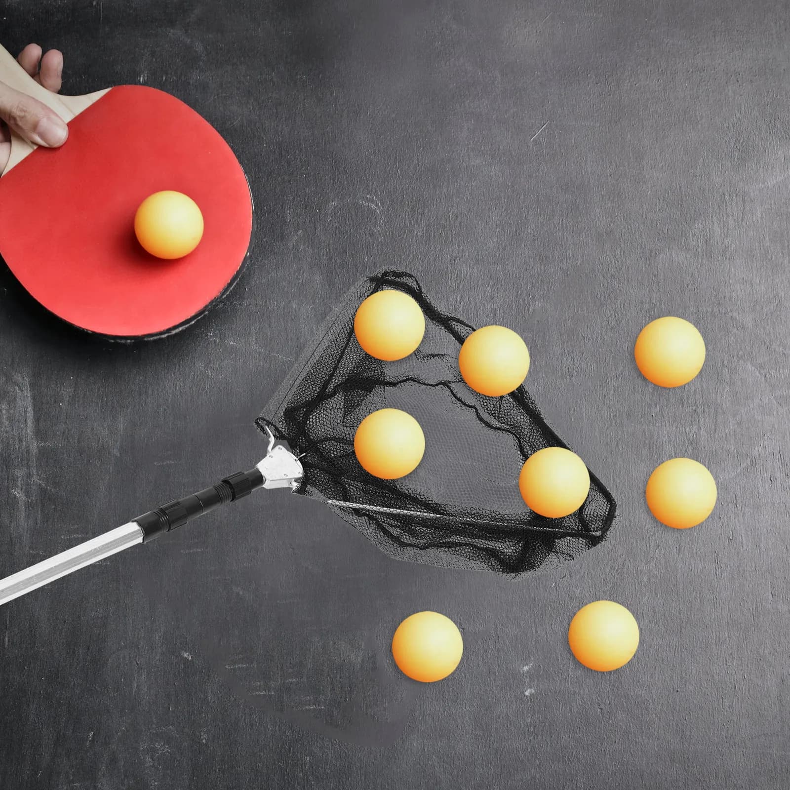 Raccoglitore di Palline da Ping Pong con Manico Telescopico Regolabile, Leggero e Portatile in Lega di Alluminio, per Casa e Palestra