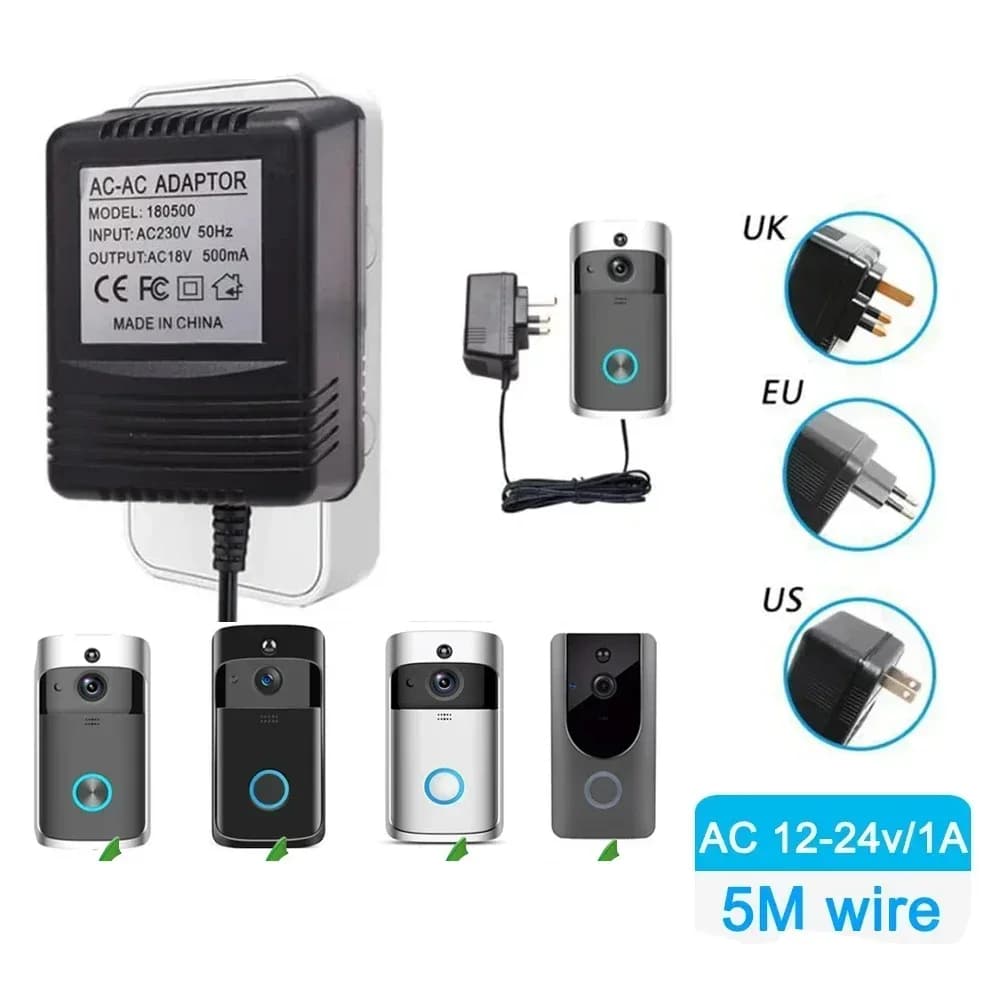 1PCS EU UK US Spina Adattatore di Alimentazione 220V-240V Per Wifi Smart Video Campanello Videocamera Videocitofono Campanello Anello 18V AC Trasformatore caricatore