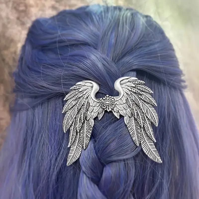 1pc New Halloween alloy angel wing spring clip, hair clip on the back of the head